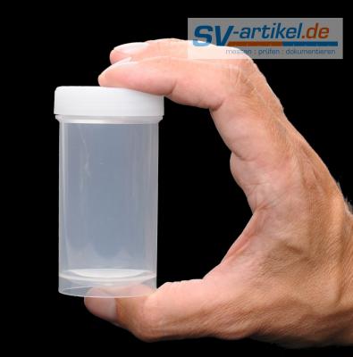 plastic jar 100 ml in the hand