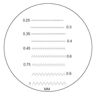 Scale 7 for crack magnifier