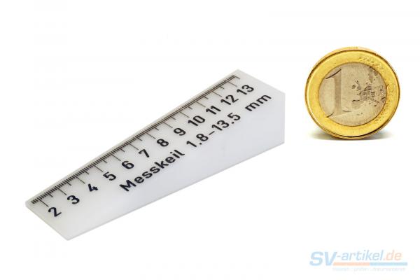 Plastic measuring wedge 1.8 to 13.5 mm with coin