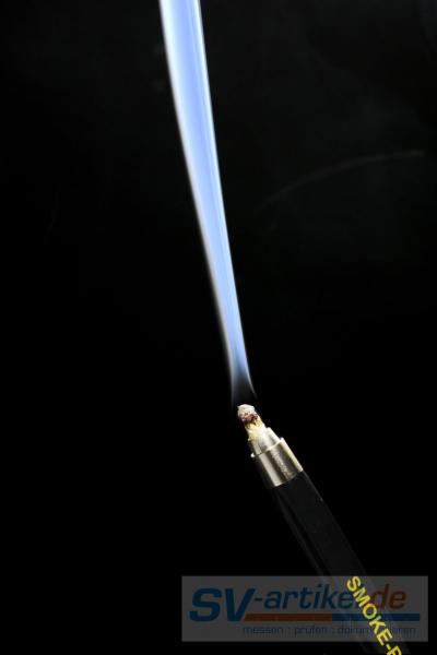 Smoke pen with straight smoke against a black background