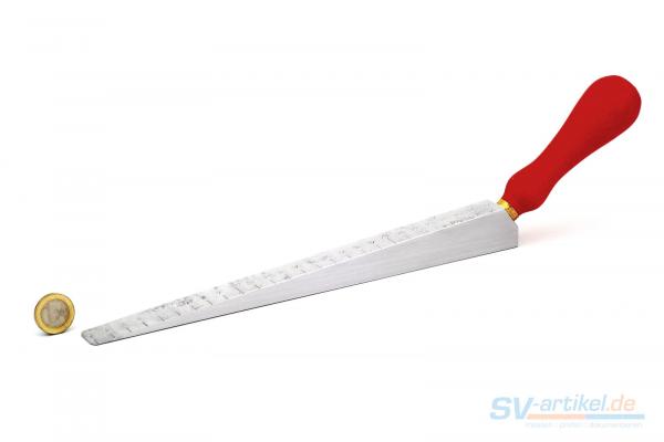 Aluminium measuring wedge 1 to 27 mm with coin